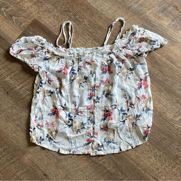 American Eagle Top Off Shoulder Floral Multiway Festival Boho Medium - Picture 6 of 12